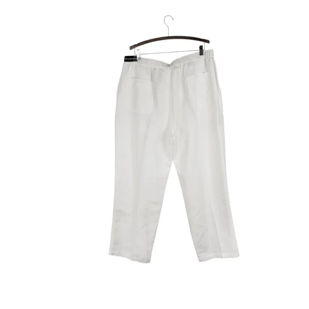 Cubavera Linen Blend Pants White Drawstring Casual NWT Mens Size XXL